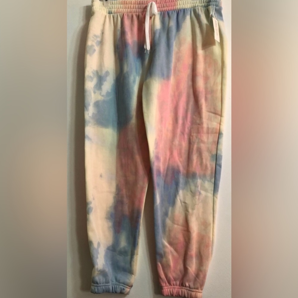 Women’s tie dye jogger sweatpants pull on multi color pink blue yellow. 2XL